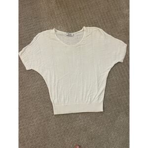 Tre Boutique White Short Sleeve Dolman Sweater S/M